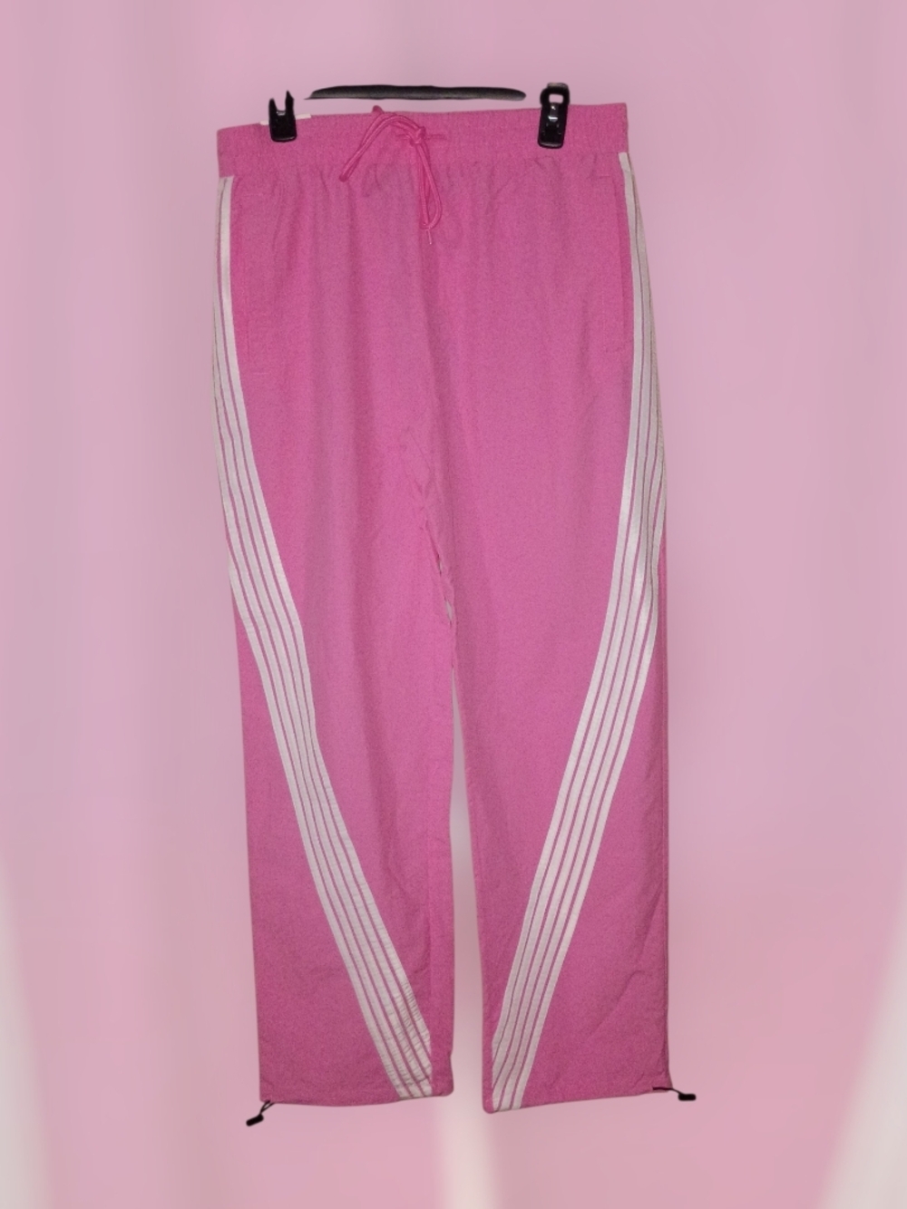 Girls' Pink Track Joggers with White Side Stripes